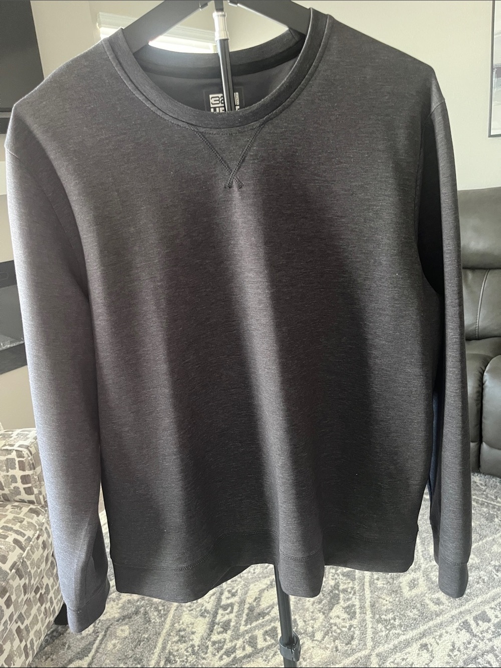 Men's Charcoal Grey Crewneck Sweatshirt - Classic Everyday Pullover Size XL